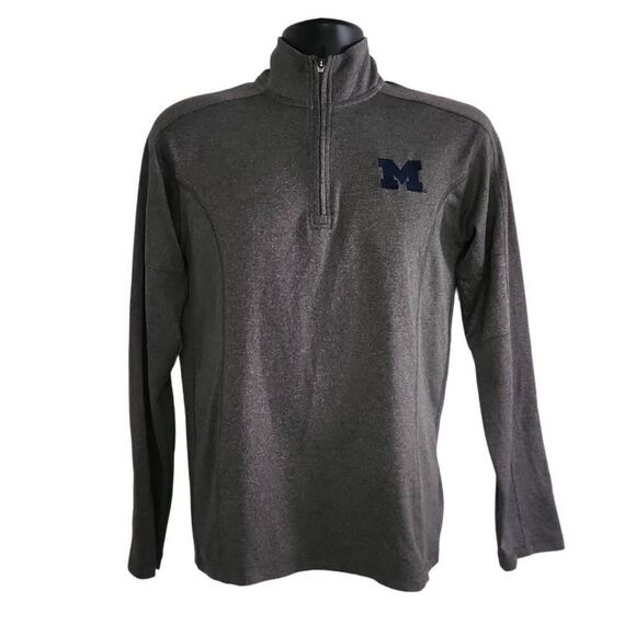 Michigan Wolverines Men's Size Small Gray Blue 1/4 Zip Long Sleeve Pullover - Picture 1 of 4